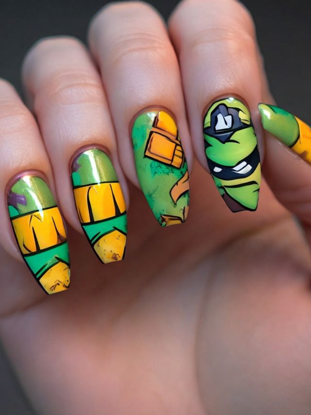 Teenage mutant ninja turtles nail art ideas.