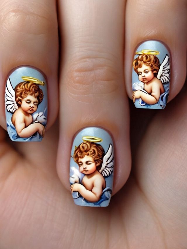 A close up of angel nail designs, showcasing the best ideas.