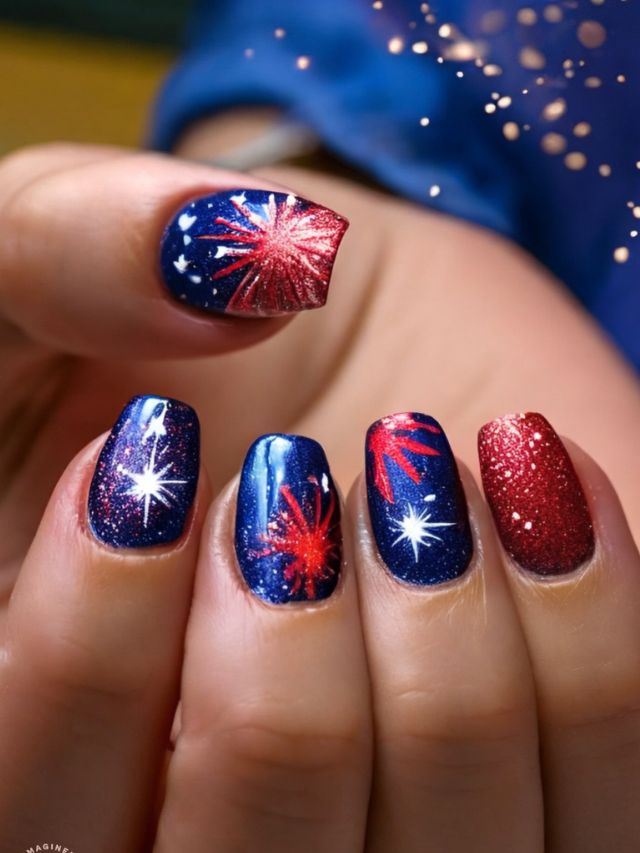 4th of July nail art featuring cute toe nail designs.