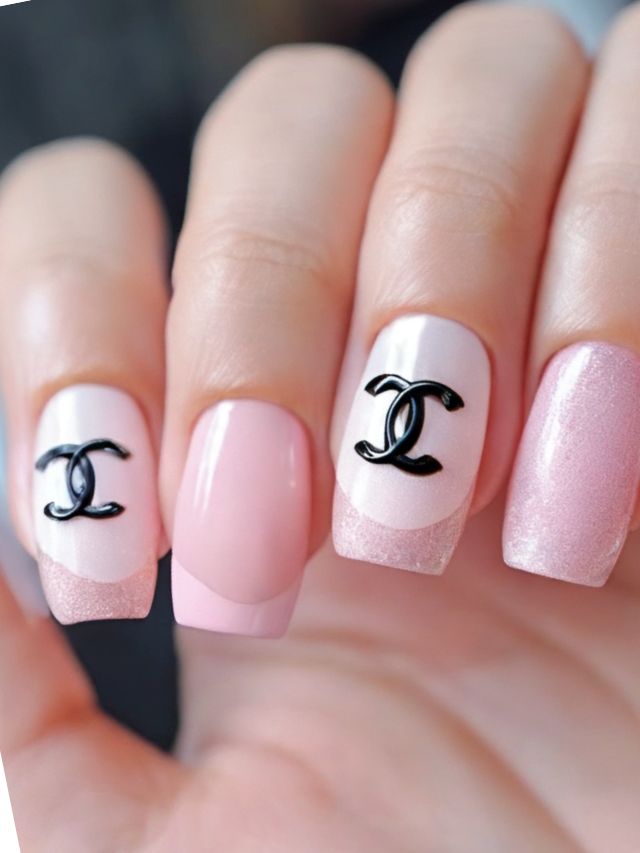 Chanel nail art with cute fall toe nail design and adorable fall nail designs.