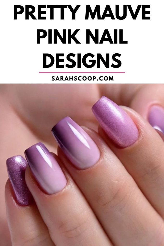 Pretty mauve pink nail designs.