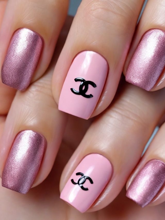 Chanel nail art meets cute fall toe nail designs.