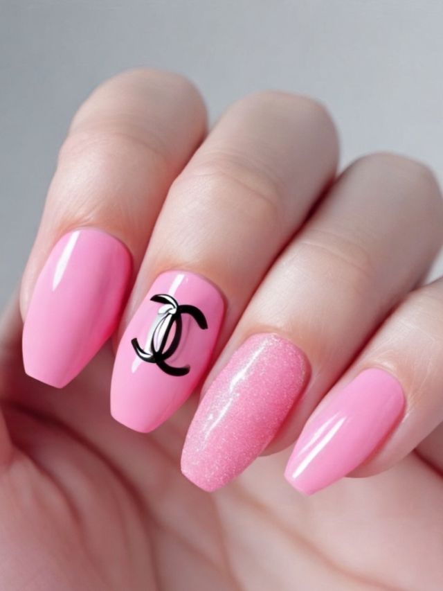 Chanel nail art with cute fall toe nail designs.