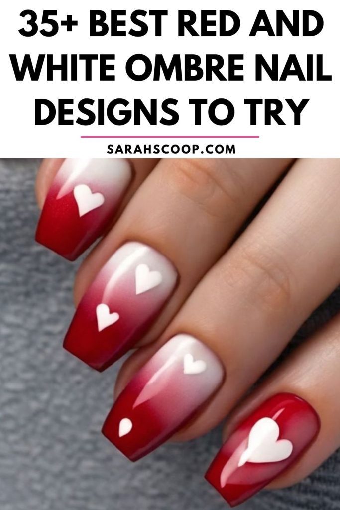 Explore the top 35 red and white ombre nail designs, featuring stunning combinations of these two colors.