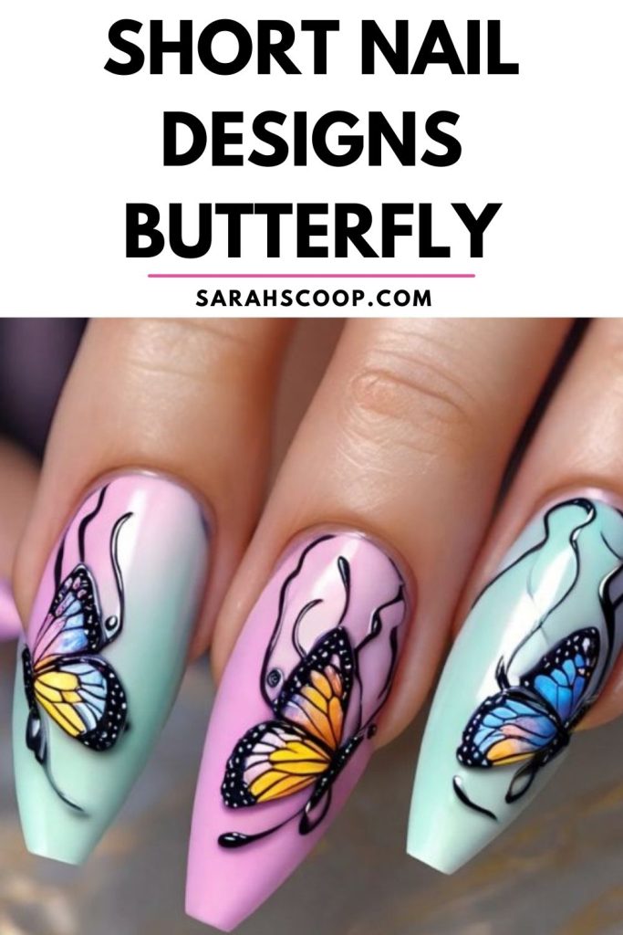 Short nail designs butterfly.