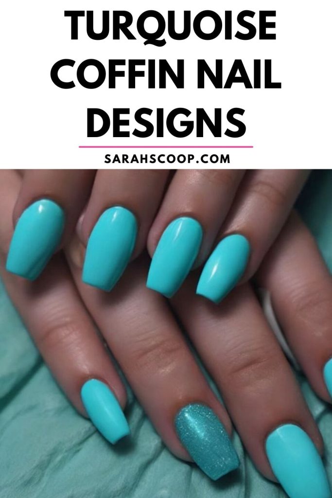 Turquoise coffin nail designs.